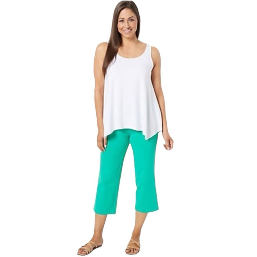 Women with Control Regular Tummy Control Full Leg Cropped Pants Teal Jade XL
